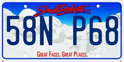 SD license plate 58NP68