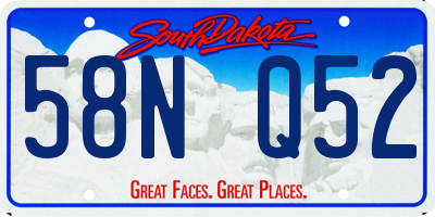 SD license plate 58NQ52