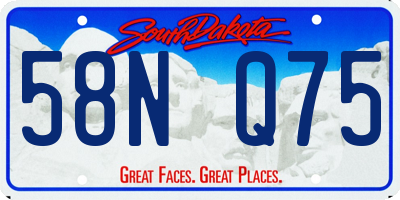SD license plate 58NQ75