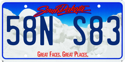 SD license plate 58NS83