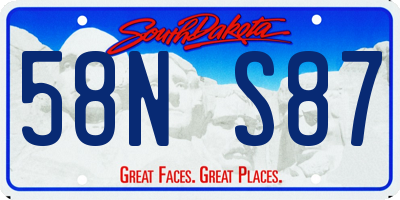 SD license plate 58NS87