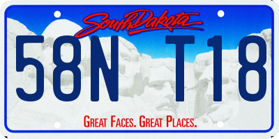 SD license plate 58NT18