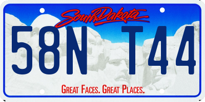 SD license plate 58NT44