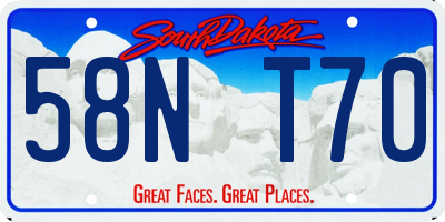 SD license plate 58NT70