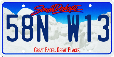 SD license plate 58NW13