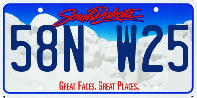 SD license plate 58NW25
