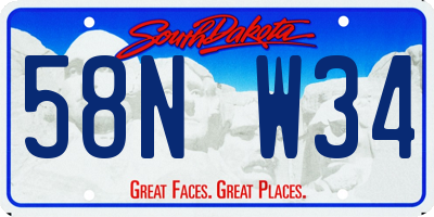 SD license plate 58NW34