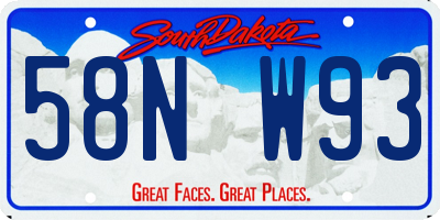 SD license plate 58NW93