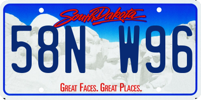 SD license plate 58NW96