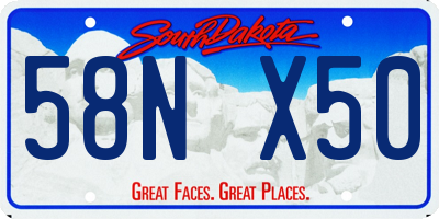 SD license plate 58NX50