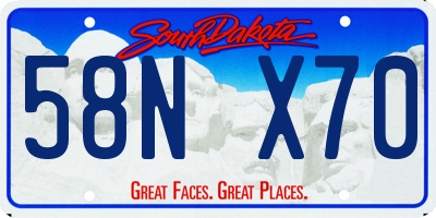 SD license plate 58NX70