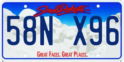 SD license plate 58NX96