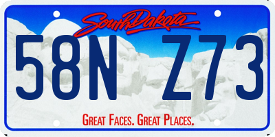 SD license plate 58NZ73