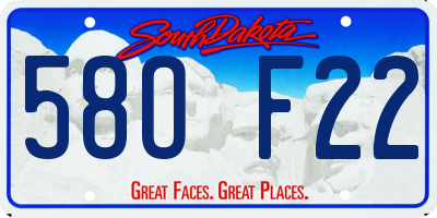 SD license plate 58OF22
