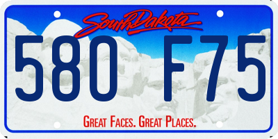 SD license plate 58OF75