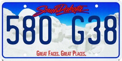 SD license plate 58OG38