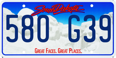 SD license plate 58OG39