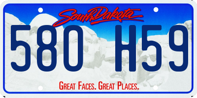 SD license plate 58OH59