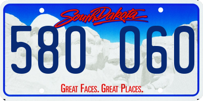 SD license plate 58OO60