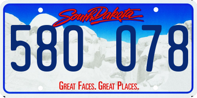 SD license plate 58OO78