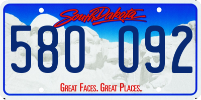 SD license plate 58OO92