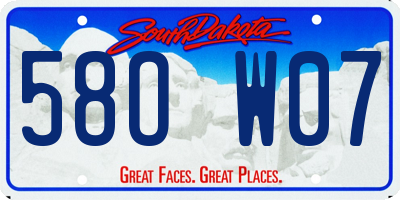 SD license plate 58OW07