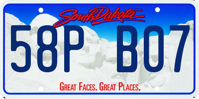 SD license plate 58PB07