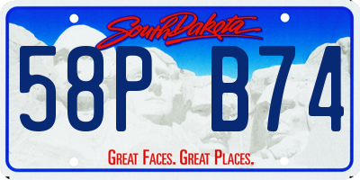 SD license plate 58PB74