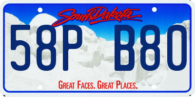 SD license plate 58PB80