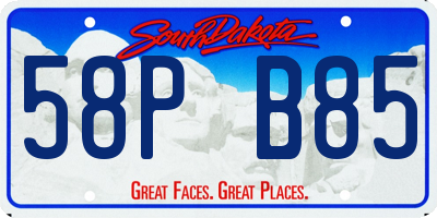 SD license plate 58PB85