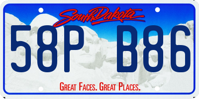 SD license plate 58PB86