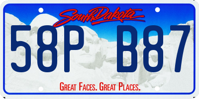 SD license plate 58PB87