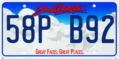 SD license plate 58PB92
