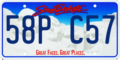 SD license plate 58PC57
