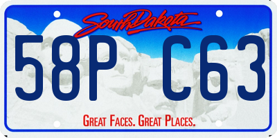 SD license plate 58PC63