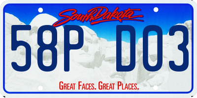 SD license plate 58PD03