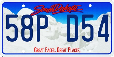 SD license plate 58PD54