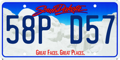 SD license plate 58PD57