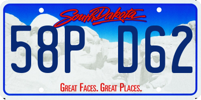 SD license plate 58PD62