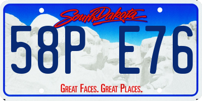 SD license plate 58PE76