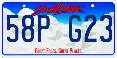 SD license plate 58PG23