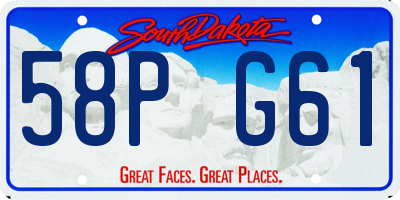 SD license plate 58PG61