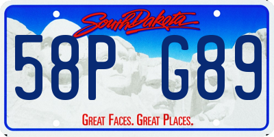 SD license plate 58PG89