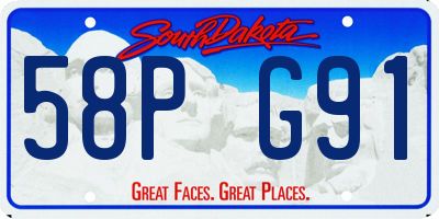 SD license plate 58PG91
