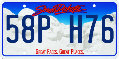 SD license plate 58PH76
