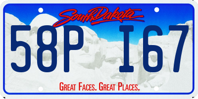 SD license plate 58PI67