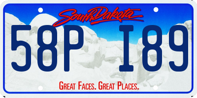 SD license plate 58PI89