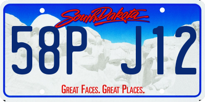 SD license plate 58PJ12