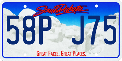 SD license plate 58PJ75