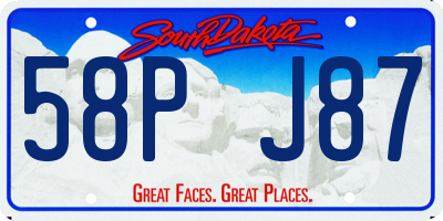 SD license plate 58PJ87